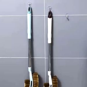 Long handle toilet brush for toilet bowl stainless steel scrub cleaner double sided toilet brush scrubber brush soft bristle brush for cleaning brush for bathroom round brush for 5 gallon bathroom cleaner brush scrub cleaner toilet cleaner brush set scrub