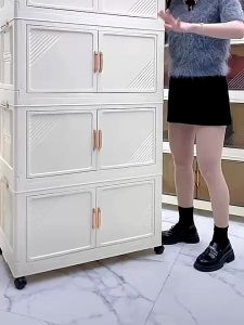 STON Foldable Cabinet For Kitchen Multifunctional Storage Cabinet Organizer Durabox Plastic Wardrobe With Wheels