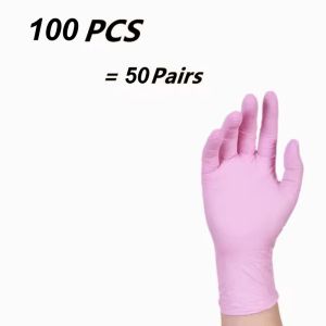 XS/S/M/L Pink Nitrile Gloves Disposable Elastic Latex Free Household Gloves for Women Cooking Kitchen Cleaning Salon Esthetician