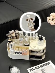 LA OPALA Cosmetic Storage Box Acrylic Multifunctional Make Up Organizer with Mirror Drawer Desktop Organizer