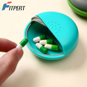 1 Pc Travel Pill Organizer Cute Round Pills Box for Purse Compact Medicine Container for Pills Fish Oil Vitamins & Supplements