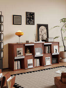 Li Yin French Style Retro Mid-Ancient Solid Wood Side Cabinet Grid Cabinet Combined Bookcase Record Cabinet Tailstock Storage Cabinet Sideboard Cabinet