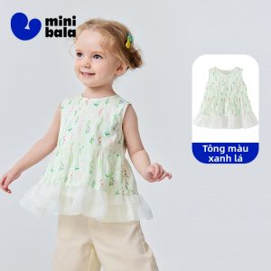 MINI BALA | Áo Không T Tay Ngọt Ngào Cho Bé Gái Cổ Đính Ren
