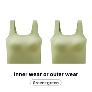 miiow | Ice Silk Wide Shoulder Strapless Vest Womens Summer Seamless Shapewear Top Covering Side Breast Backless Fashionable
