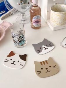 Japanese Cute Cartoon Neko Cat Silicone Coaster – Heat-Resistant Non-Slip Placemat for Coffee and Tea Cups.