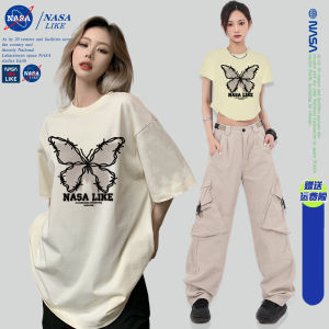 Retro American Couple Matching Short Sleeve T-Shirts Womens Short Style Spicy Top Mens Summer Design Sense Long Short