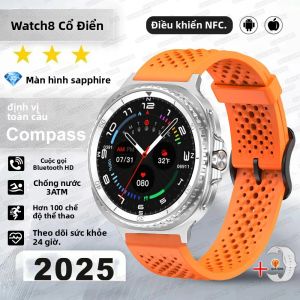 Đồng Hồ Thông Minh Quay Số Xoay Chống Nước Ultra HD AMOLED GPS Compass NFC Dành Cho Nam Nữ - Màn Hình 143 Inch Chức Năng Gọi Bluetooth