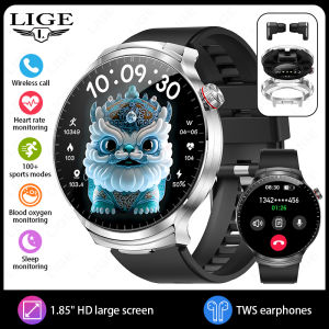 LIGE | Men 2 in 1 Smart Watch with Earbuds Bluetooth Call Smartwatch Fitness Sports Watch Wireless Headset Noise Cancelling Smart Watch