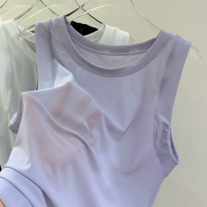 New Yoga Vest Women Loose Mesh Splice Sport Thin Breathable Quick Dry Cover up Fitness Clothes Top Moisture Wicking Ultra Stretch Nylon