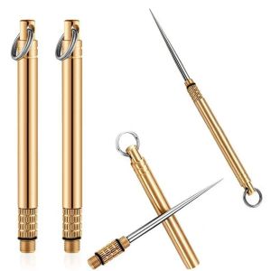 Titanium & Brass Toothpick Portable Toothpick Bottle with Fruit Fork Multifunctional Camping Tool Stronger Than Dental Floss