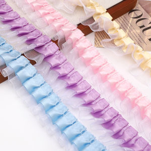 4cm * 1m Polyester hai lớp ren xếp li Quà Tặng thủ công Phụ kiện tự làm tay dễ thương dệt