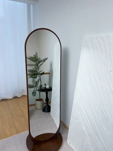 Full-length Mirror HD Floor Mirror With Hanging Coat Rack 360° Rotating Mirror With Clothes Rack