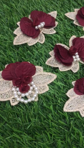 Elegant Exclusive Gold Maroon Handmade Corsage bow Flower Corsage Pearl Corsage Formal Event Wedding Accessory Wear Pin