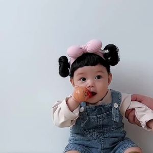 New Year Cosplay Hair Accessories Infant Baby Girl Bow Buns Wig Hat Headwear Cotton Elastic Newborn Bebe Headband for Kids Girls