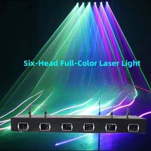 Six-Head Full Color Laser Light Bar Room Sound Control Laser KTV Flash Light Seven Color Lines Pattern HiFi Audio Accessories