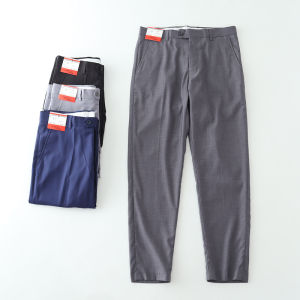 High Quality Tailored Mens Business Casual Straight Leg Pants Spring Summer Pure Color Commute Fashion Urban Polyester Blend