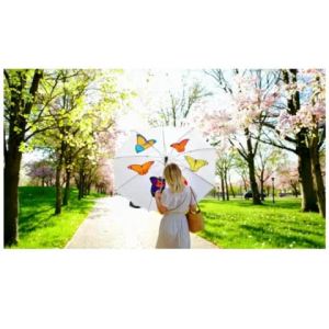 Automatic White Umbrella One-click Open and Close Design and Print-ON Umbrella
