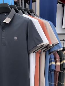 MrJJvialy เสื้อโปโลแขนสั้นสำหรับผู้ชายสำหรับเสื้อโปโลฤดูร้อนเบาสบายๆวัยกลางคนสีทึบเสื้อยืดลาเพลบางพอดีตัว