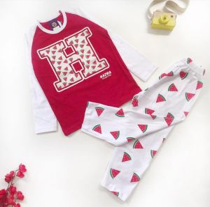 Setelan Baju Anak Lengan Panjang Anak Laki Laki dan Perempuan Hazwa Collection Set Piyama Kaos Anak Premium
