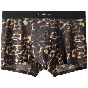 CarbinKoneer | กางเกงชั้นในชาย CarbinKoneer ลายเสือดาว ผ้าไหมน้ำแข็ง ไร้ตะเข็บ ทรงสี่เหลี่ยม ทรงเซ็กซี่ สำหรับวัยรุ่น ฤดูใบไม้ผลิ 2025