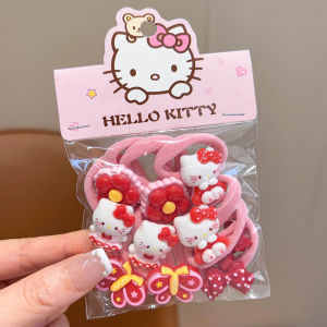 Cute Cartoon KT Cat Butterfly Knot Hair Ties for Kids Baby Girls Non-Damaging Hair Bands Hair Accessories Childrens Fashion