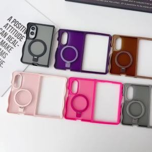 szhaiyu | 360 Magnetic Rotating Ring Bracket Phone Case for Samsung Galaxy Z Fold 8 7 6 Fold8 Ultra Wave Curly Frosted Translucent Cover