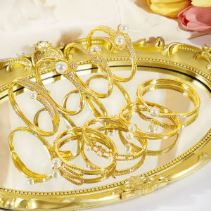 SEQUITO High Quality Women Wear Jewelry Shinning AAAAA Cubic Zirconia Engagement Golden Bangle with Pearl B359