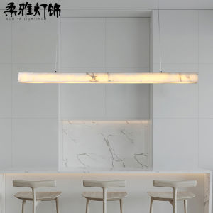 Modern Restaurant Bar Chandelier Minimalistic Accessible Luxury Designer Natural Marble Word Bench Kitchen Island Tea Room Chandelier