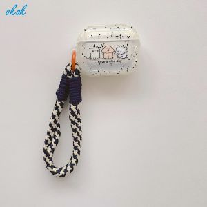 OKOK Splash-ink Three Small Animals AirPods Case With Lanyard For AirPods 1 2 3 AirPods Pro 2 4 InPods 12 i12 Wireless Bluetooth Headphones Headset Earphone Luxury Casing Shockproof Cover Shell Hot Sale