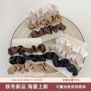 ผ้าไหม ยางรัดผมสําหรับผู้หญิง ฤดูร้อน ยางรัดผมไม่เสียหาย ยืดได้ ยางรัดผมที่ทนทาน ทันสมัย เครื่องประดับผมในซีรีส์สีน้ําตาล