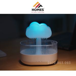 Máy Phun Sương Tạo Ẩm Không Khí Hình Đám Mây Loại Cao Cấp Tạo Tiếng Mưa Rơi Xông Tinh Dầu Có Đèn LED Nhiều Màu Smart RainDrop