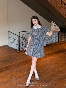 MASISI | Slimming Check Shirt Skirt Set for Summer