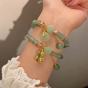 Bestella💗Gelang Bambu Antik Wanita Gelang Kaca Niche Ins Gelang Mewah Retro