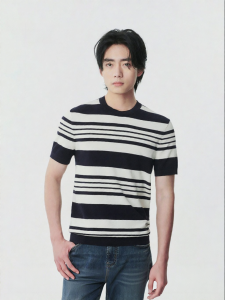 Fashion Casual Striped Crew Neck T-Shirt