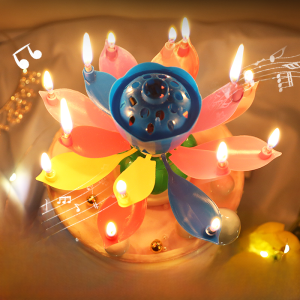 Creative Birthday Lotus Flower Singing Candle with Music Happy Birthday Cake Decoration Children Will Be Amazed by the Blooming Lotus