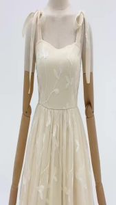 2025 New Hepburn Vintage Leaf Embroidery Luxury Dress: Women's 1950s Knot Straps Fit & Flare Pleated Prom Birthday Party Dresses