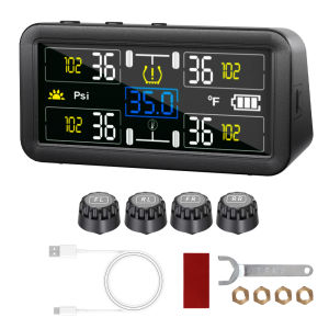 Màn Hình LCD Kỹ Thuật Số Hệ Thống Giám Sát Áp Suất Lốp TPMS Năng Lượng Mặt Trời 0-9.9Bar Cho Ô Tô Xe Tải Xe RV - Bộ Kiểm Tra Báo Động 4/6 Cảm Biến Phụ Kiện Ô Tô Đa Năng