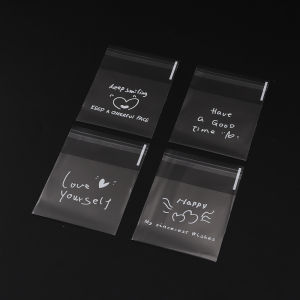 100Pcs Transparent Happy self-adhesive Jewelry Packaging Bags Fresh-keeping Dustproof Reclosable Candy Cookie Storage OPP Bag