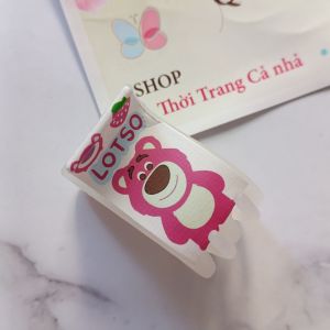 Kẹp tóc gấp tóc 5 răng màu trong màu đục in gấu hồng - gap50