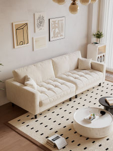 Government Subsidized Creamy Style Compact Sofa Vintage Wax Leather Buttoned