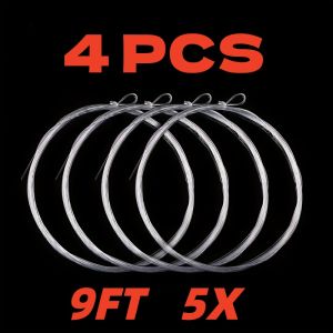 4PCS 9FT Fly Fishing Tapered Leaders 0X-7X Sizes Available Clear Nylon Fly Line Leaders for Trout Bass Freshwater Fishing