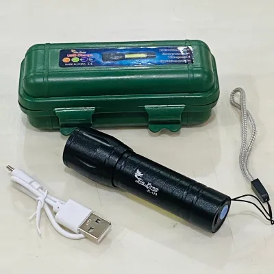 JinLong - U3 Senter Swat Mini LED T6 Full Paduan aluminium Sangat Terang Zoom + LED Samping COB Nyala Sangat Terang + Cas USB + Corong / mawar88shop