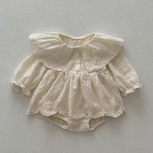 Mùa Thu Bé Sơ Sinh Bé Gái Thêu Ve Áo Romper Áo Liền Quần Muslin Công Chúa Ngọt Ngào Dài Tay Dễ Thương Cho Bé Body Thời Trang Trẻ Em Quần Áo Cho Bé