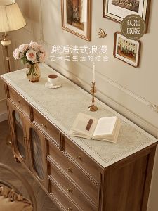 Luxurious French Style Leather Dining Table Mat TV Cabinet Makeup Pad Waterproof Long Strip Vanity Desk Pad Vanju Attitude Meya