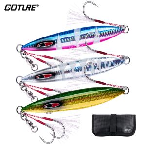Goture Slow Jig Metal Spoon Fishing Lure Luminous Lead Bait for Sea Dogtooth Tuna Yellowtail Kingfish With Bag