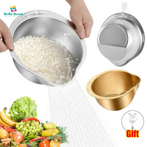 ตะแกรงข้าวเหล็กกล้าไร้สนิมสำหรับล้างผักผลไม้เครื่องล้างข้าวถ้วยกรองอ่างห้องครัวกระชอนเหล็กพร้อมตะขอ