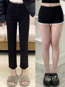 High Waist Straight Leg Denim Jeans Womens Spring New plus Size Slimming Elastic Hip Covering Casual Cotton Stretch Denim