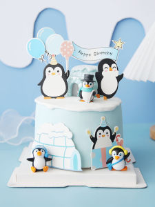 Phát Sáng Chim Cánh Cụt Bánh Topper Trang Trí Sinh Nhật Bông Tuyết Thẻ Lắp Icicle Nhà Món Tráng Miệng Trang Trí Làm Bánh Trang Trí