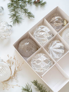 Christmas Decorative Balls 8cm Gold Champagne Colored PET Painted Boxed Ornaments for Christmas Tree Festive Celebration Supplies