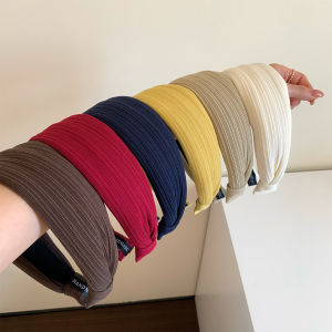 High-Definition Wide Thickened Pleated Edge Hairband Womens Exquisite Outdoor Wear Versatile Hair Accessory Comfortable Elastic Fabric